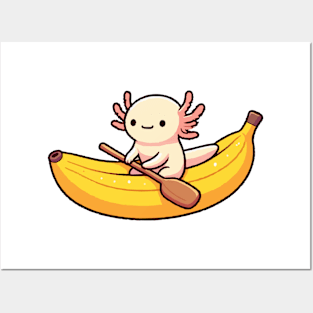 axolotl funny on Banana Canoe Posters and Art